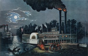 "Dřevění" na Mississippi od N. and Ives, J.M. Currier